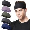 Acozycoo Mens Running Headband,5Pack,Mens Sweatband Sports Headband for Running,Cycling,Basketball,Yoga,Fitness Workout Stretchy Unisex Hairband (Black, Green, Dark Gray, Dark Blue,Light Purple) view 1