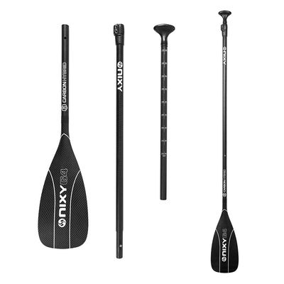 NIXY Carbon Fiber Hybrid SUP Paddle Adjustable 3-Piece Stand Up Paddleboard Paddle Blade Size 90 - Lightweight and Floating - Adjustable from 67 to 84 inches