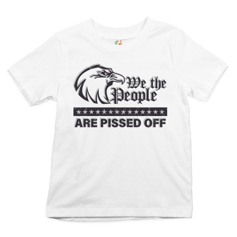 We The People are Pissed Off Youth T-Shirt Bald Eagle Fight for Democracy Kids White Small
