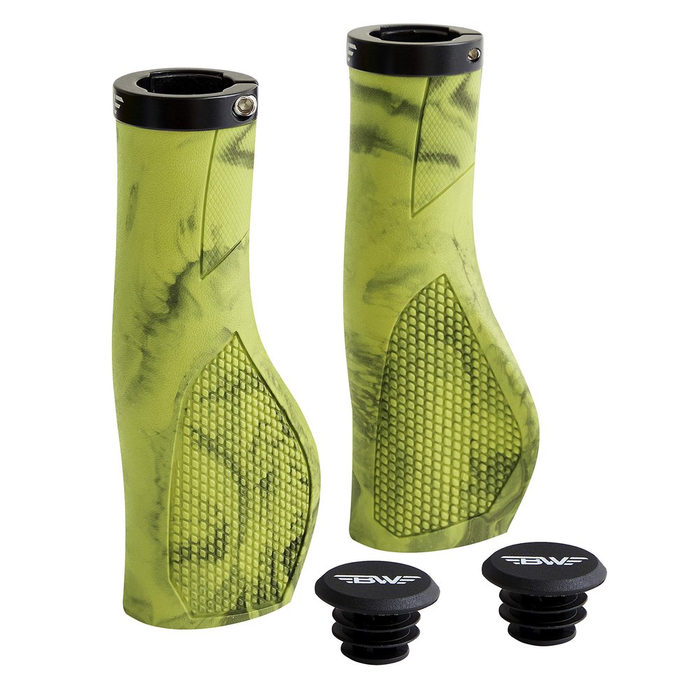 BW USA Ergo-Lock 2.0 Grips Dual Lock-On MTB Bike Handlebar Grips - Lime/Black
