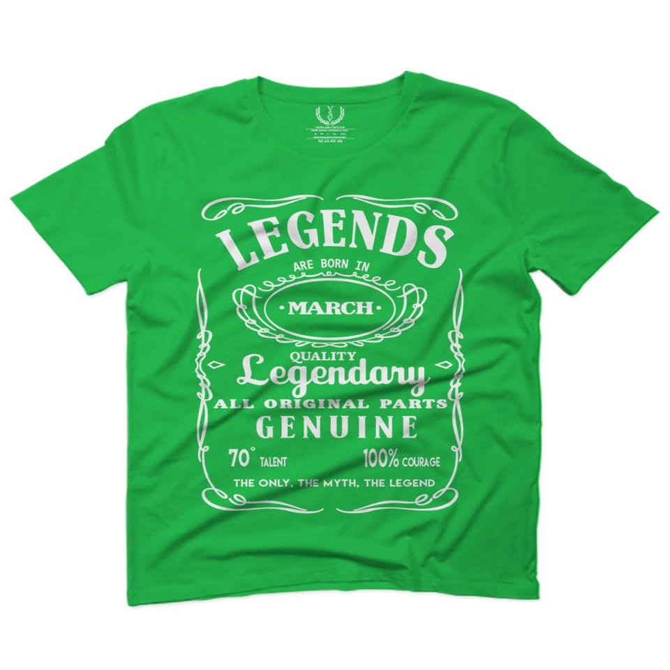 0347. Funny Cool 21st 30th 40th 50th 60th Legends are Born in March Birthday Gift for Men T Shirt (Irish Green 2X-Large)
