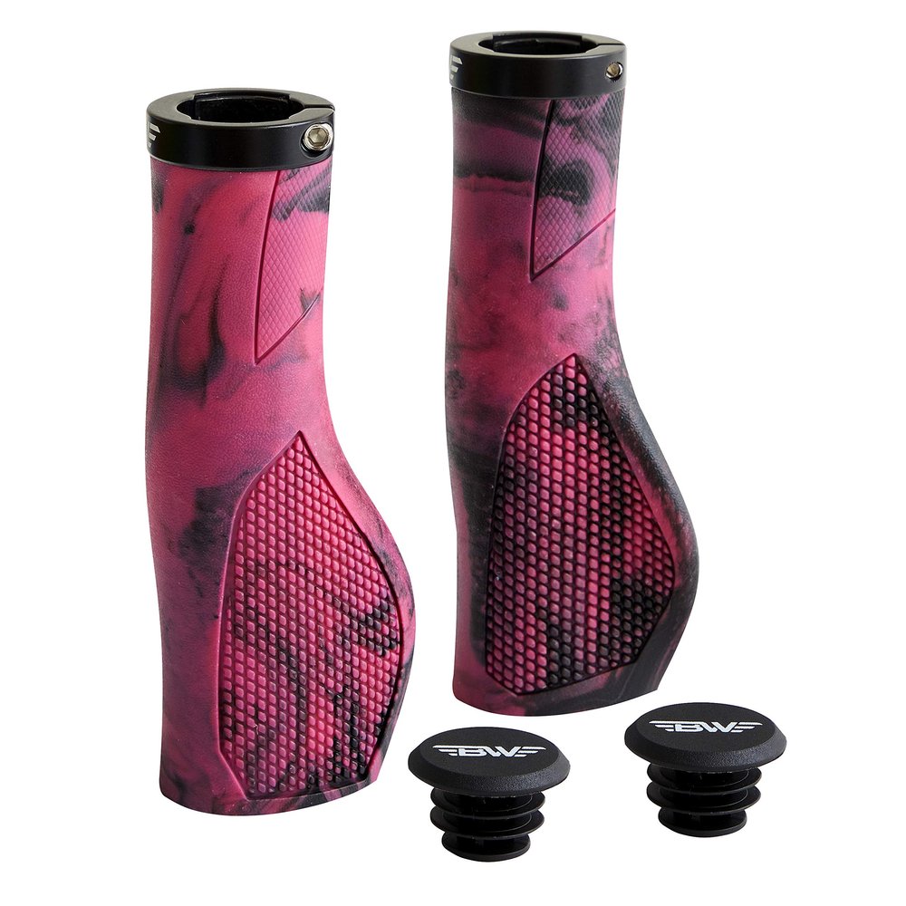 BW USA Ergo-Lock 2.0 Grips Dual Lock-On MTB Bike Handlebar Grips - Pink/Black