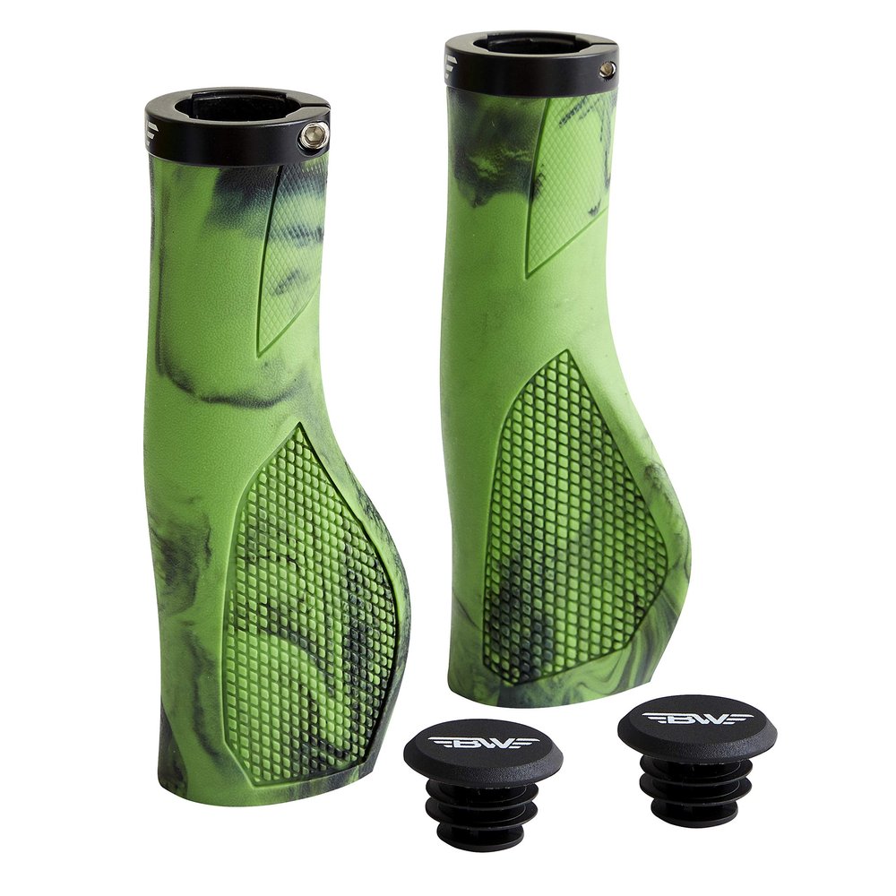 BW USA Ergo-Lock 2.0 Grips Dual Lock-On MTB Bike Handlebar Grips - Green/Black