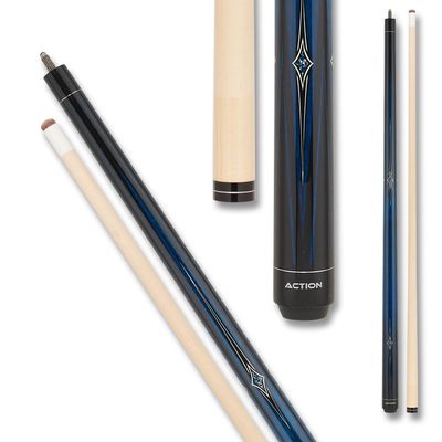 Action Impact - Billiards Pool Cue Stick - Blue Stain w/Diamonds - 21oz