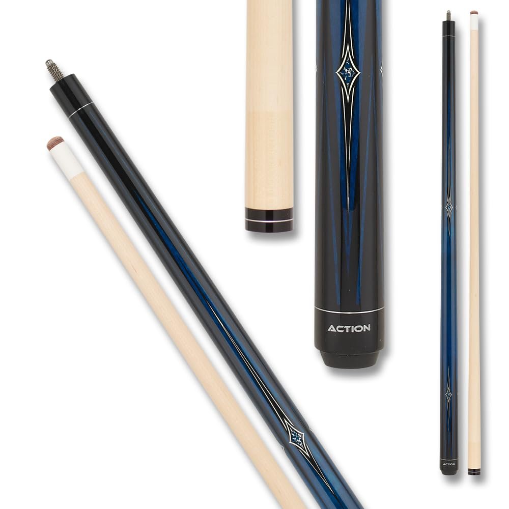Action Impact - Billiards Pool Cue Stick - Blue Stain w/Diamonds - 21oz
