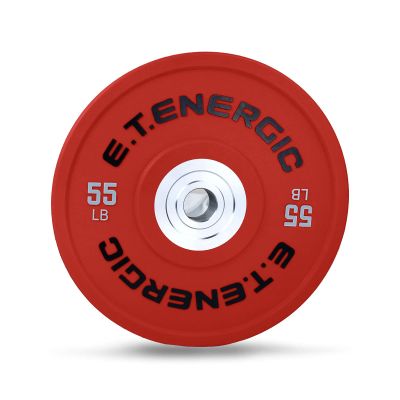 E.T.ENERGIC 55Lb Bumper Plate Odorless with 2" Opening Olympic Weight Plate with Hard Chrome Insert Strength Training