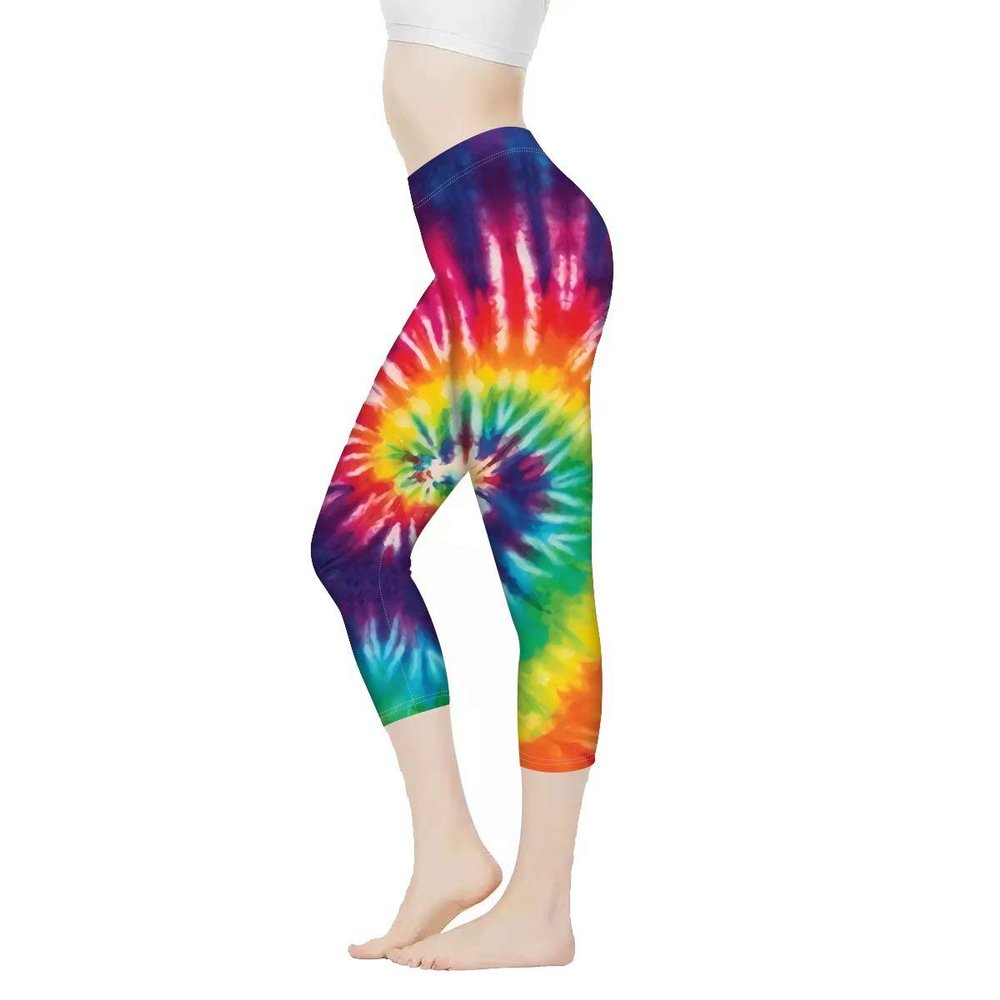 AFPANQZ Tie Dye Rainbow Leggings for Women Scrunch Butt Leggings Tummy Control Comfortable Pants Lightweight Casual Athletic Tight Legging Gym Yoga Fitness Workout 3XL Colorful