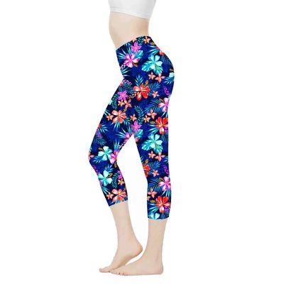AFPANQZ Tropical Hibiscus Leggings for Womens High Waist Workout Yoga Pants Butt Lifting Leggings Casual Ultra Soft Tight Butt Lift Seamless Pants Buttery Soft Medium Blue Red Pink