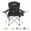 KingCamp Oversized Heavy Duty Outdoor Camping Folding Chair, Ultralight Collapsible Padded Arm Chair with Cooler, Cup Holder, Side Pocket, Supports 300 lbs, Black view 3