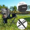 KingCamp Oversized Heavy Duty Outdoor Camping Folding Chair, Ultralight Collapsible Padded Arm Chair with Cooler, Cup Holder, Side Pocket, Supports 300 lbs, Black view 4
