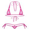 FEESHOW Womens Mesh Sheer Extreme Swimsuit Micro Brazilian Bikini Sets Halter Bra Top with G-String Hot Pink One Size view 1