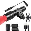 LUXJUMPER Red Light Hunting Flashlights Rechargeable 700 Yard 1800 Lumens Predator Tactical Flash Light Kit with Picatinny Rail Mount,Scope Mount, Pressure Switch for Coyote Hog Night Fishing