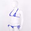 FEESHOW Womens Mesh Sheer Extreme Swimsuit Micro Brazilian Bikini Sets Halter Bra Top with G-String Royal Blue One Size view 4