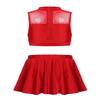 Freebily Kids Girls Basic 2 Piece Latin Rumba Active Outfit Crop Top and Skirt Shorts Set for Gymnastics/Dancing/Workout Red 6 view 2