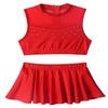Freebily Kids Girls Basic 2 Piece Latin Rumba Active Outfit Crop Top and Skirt Shorts Set for Gymnastics/Dancing/Workout Red 6 view 3