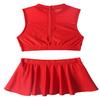 Freebily Kids Girls Basic 2 Piece Latin Rumba Active Outfit Crop Top and Skirt Shorts Set for Gymnastics/Dancing/Workout Red 6 view 4