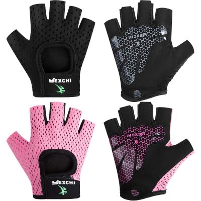 Geyoga 2 Pairs Workout Gloves Adjustable Weight Lifting Gym Exercise Training Breathable Workout Gloves with Full Palm Protection for Men and Women Fitness, Biking, Pull up(Medium,Black, Pink)