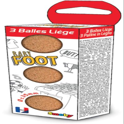 Smoby - Cork Balls 35 mm - Pack of 3 - for Football Table - Made in France - 140411