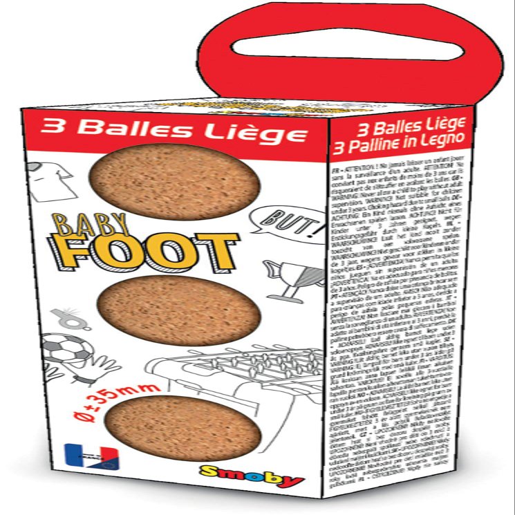 Smoby - Cork Balls 35 mm - Pack of 3 - for Football Table - Made in France - 140411