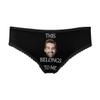 Custom This Belongs to Me Black Funny Face Women's Personalized Brief Panty Printed with Photo for Valentine's Day XS view 1