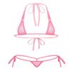 FEESHOW Womens Mesh Sheer Extreme Swimsuit Micro Brazilian Bikini Sets Halter Bra Top with G-String Pink One Size view 1