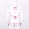 FEESHOW Womens Mesh Sheer Extreme Swimsuit Micro Brazilian Bikini Sets Halter Bra Top with G-String Pink One Size view 4