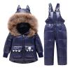 Letuwj Baby Girls Boys Winter Hooded Snowsuit Puffer Down Jacket with Snow Ski Bib Pants 2-Piece Set Dark Blue 100cm view 1