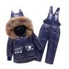 Letuwj Baby Girls Boys Winter Hooded Snowsuit Puffer Down Jacket with Snow Ski Bib Pants 2-Piece Set Dark Blue 100cm view 4