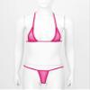 FEESHOW Womens Mesh Sheer Extreme Bikini Sets Micro Brazilian Swimsuit Halter Bra Top with G-String Hot Pink One Size view 3