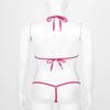 FEESHOW Womens Mesh Sheer Extreme Bikini Sets Micro Brazilian Swimsuit Halter Bra Top with G-String Hot Pink One Size view 4