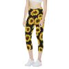AFPANQZ Cute Sunflowers Leggings for Women's High Waist Comfortable Yoga Pants Buttery Soft Athletic Tummy Control Scrunch Butt Compression Fabric Leggings Small Yellow Black view 2