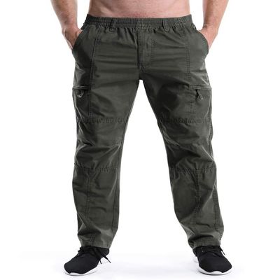 Men's Pull On Cargo Pants Elastic Waist Lightweight Chef Work Casual Lounge Srubs Slacks Army Green Tag 5XL - US 42