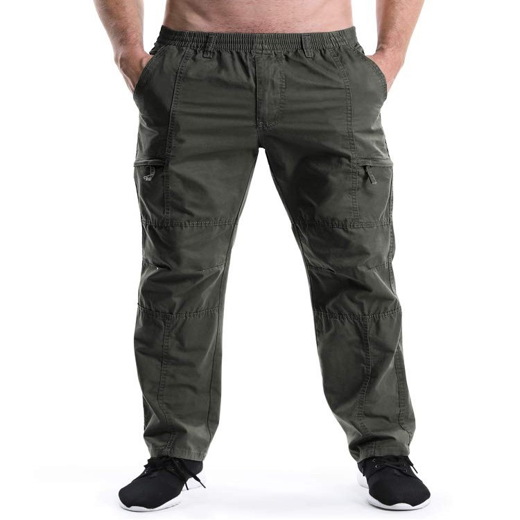 Men's Pull On Cargo Pants Elastic Waist Lightweight Chef Work Casual Lounge Srubs Slacks Army Green Tag 5XL - US 42