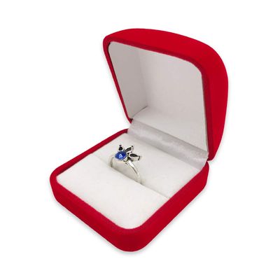 1 Qty - Premium Macaw-Red Flocked Velour Large-Square Ring Jewelry Box