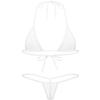 FEESHOW Womens Mesh Sheer Extreme Bikini Sets Micro Brazilian Swimsuit Halter Bra Top with G-String White One Size view 2