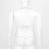 FEESHOW Womens Mesh Sheer Extreme Bikini Sets Micro Brazilian Swimsuit Halter Bra Top with G-String White One Size view 4
