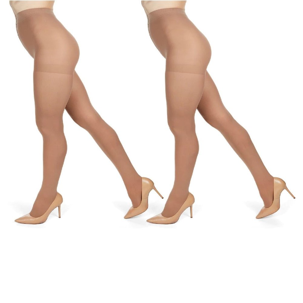 MeMoi 2 Pack Perfectly Opaque Tights, Microfiber Control Top Tights, Comfortable and Lightweight - Sizes Extra Small to Q2, Honey, S-M