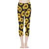 AFPANQZ Cute Sunflowers Leggings for Women's High Waist Comfortable Yoga Pants Buttery Soft Athletic Tummy Control Scrunch Butt Compression Fabric Leggings 2XL Yellow Black view 3