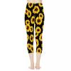 AFPANQZ Cute Sunflowers Leggings for Women's High Waist Comfortable Yoga Pants Buttery Soft Athletic Tummy Control Scrunch Butt Compression Fabric Leggings 2XL Yellow Black view 4