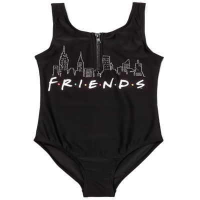 FRIENDS Swimsuit for Girls | Kids F.R.I.E.N.D.S Black Swimming Costume 11-12 Years