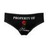 Custom Text Underwear Property of Name Rose Black Women's High-Cut Brief Panty Underwear with Name for Girl Friend Wife XL view 1