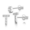 Initial Earrings For Women Mom Girlfriend, A-Z Alphabets Letters Earrings Sterling Silver Nickel Free Sensitive Earrings Studs (T) view 1