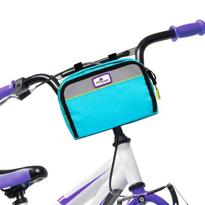 Po Campo Kids Bicycle Bag - Speedy Front Frame Bike Handlebar Bag Fabric Bike Basket Waterproof Front Mount Bag for Boys Girls Bike or Scooter Handle Bars Converts to Crossbody Bag (Blast Blue)