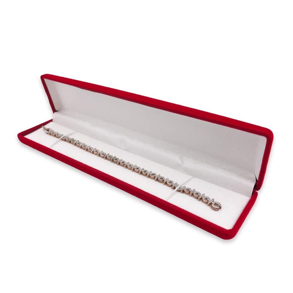 1 Qty - Premium Macaw-Red Flocked Velour Long Bracelet/Watch Jewelry Box