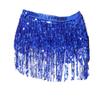 Belly Dance Costume Sequin Tassel Fringe Hip Scarf Belt Waist Beach Wrap Skirt (Dark Blue,One Size)