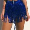 Belly Dance Costume Sequin Tassel Fringe Hip Scarf Belt Waist Beach Wrap Skirt (Dark Blue,One Size) view 3