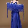 Belly Dance Costume Sequin Tassel Fringe Hip Scarf Belt Waist Beach Wrap Skirt (Dark Blue,One Size) view 4