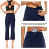 AFITNE Yoga Pants for Women Bootcut Capris with Pockets High Waisted Flare Workout Bootleg Yoga Crop Flared Athletic Gym Pants Navy Blue - XXL view 3