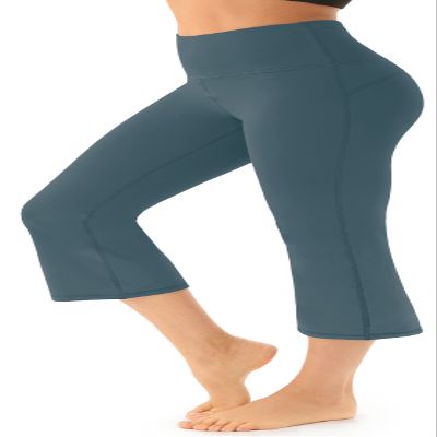 AFITNE Yoga Pants for Women Bootcut Capris with Pockets High Waisted Flare Workout Bootleg Yoga Crop Flared Athletic Gym Pants Green - S