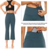 AFITNE Yoga Pants for Women Bootcut Capris with Pockets High Waisted Flare Workout Bootleg Yoga Crop Flared Athletic Gym Pants Green - S view 3